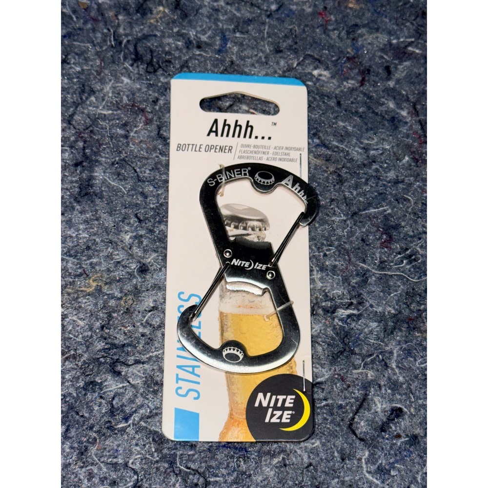 Nite Ize Ahhh S-Biner Bottle Opener Stainless Steel Dual Clip SBO-03-11 Silver